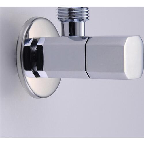 LIUYUE Bathroom Water Valve Chrome Brass Angle Valve Converter Standard G1/2 Toilet Angle Valve Shower Head Connector Hardware
