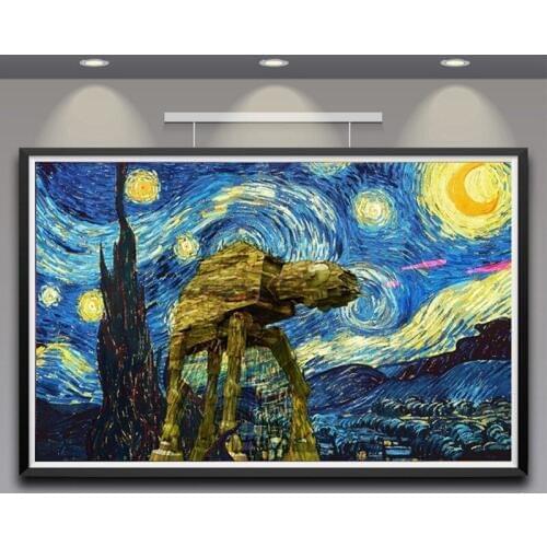Classic Starry Night Van Gogh Print Painting Abstract Classical European-Style Landscape Porch Living Room Decorative Painting