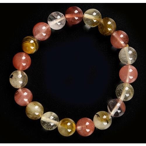 Round 10mm transparent verdant Cherry Watermelon Tourmaline Crystal DIY Handmade Bracelet 7.5inch Fit Beautiful Girl Female H280