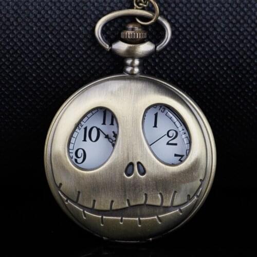 Steampunk Movie Theme Quartz Pocket Watch Nightmare Before Christmas Quartz Pocket Watches with Necklac Necklace