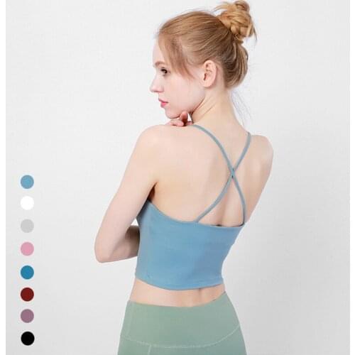 Summer Workout Running Fitness Crop Tops Nylon Yoga Vest Women Cross Sling Beauty Back Underwear Quick-Drying Sports Bra F102