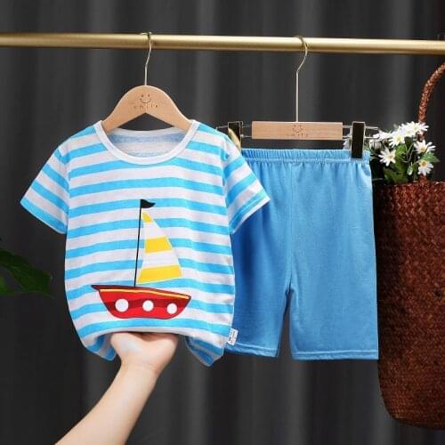 Summer Childrens Wear Baby Short Sleeve Clothing For Boys Girls Cotton Toddler Underwear Suit 2021 Kids Two-piece Clothes Sets