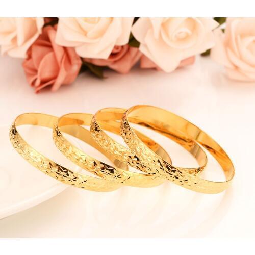 Fashion Dubai Rice character Bangle Jewelry 14 K Fine Solid Gold Filled Dubai Bracelet for Men/Women Africa Arab Items Price For On