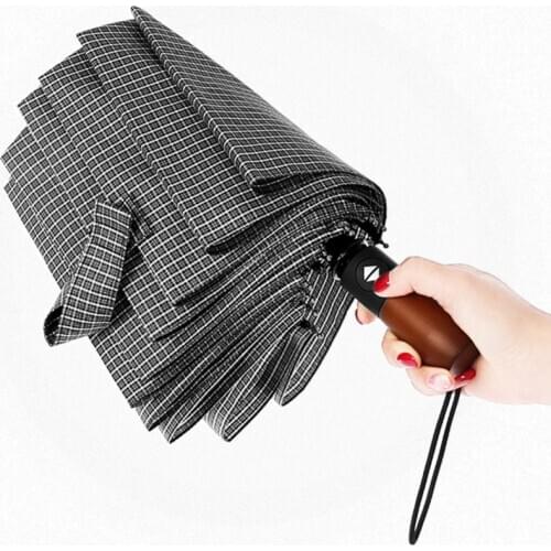 Fashion Windproof Umbrella Automatic Umbrella Folding Umbrella Mens Business Solid Wood Striped Custom Umbrella Rain Women
