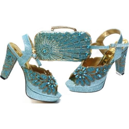 Nigerian Fashion Italian Design Party Ladies Shoes and Bag Set With Special Butterfli-Kont Style Decoration in Royal Blue Color