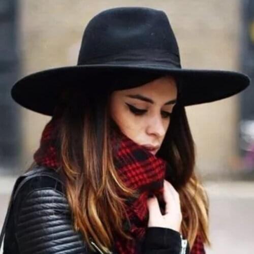 Sunlynn Wide Brim Fedora Hat Women Like Europe Style Wool Felt Bowler Hats latest Fashion Large Hat Cap Play Party Hat