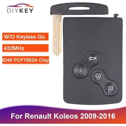 DIYKEY HandsFree Keyless Smart Card For Renault Koleos 2009 2010 2011 2012 2013 2014 2015 2016 FSK 433MHz PCF7952 Key Remote