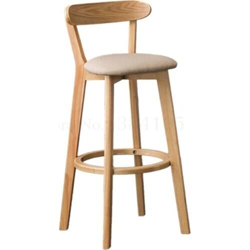 Solid Wood Bar Chair Back Simple North European Home Milk Tea Shop Coffee Shop Retro Bar Chair Front Desk Stool