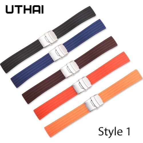 UTHAI P34 Soft Silicone Strap 16mm 18mm20mm22mm24mm Watch Band Soft Silicone Sports Waterproof Watch Band