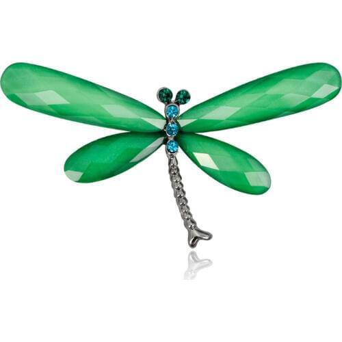 Zlxgirl jewelry Green dragonfly insect brooch jewelry for women men kids christmas gifts fashion women hijab pins clothing pins