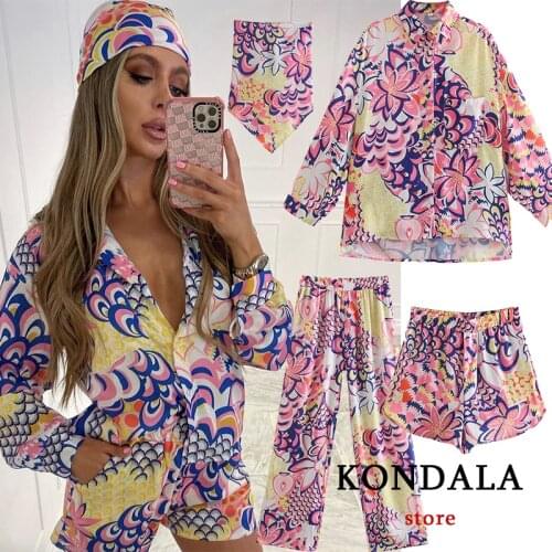 Women Chic Pink Floral Sets Za 2021 Vintage Stain Oversized Long Shirts and High Waist Elastic Wide Leg Shorts Boho Women Suits