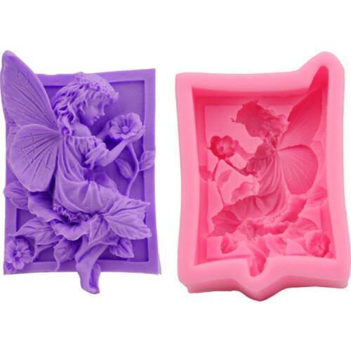 1 pc 3D Soap Mold Angel Flower Fairy Pattern Silicone Mold DIY Soap Candle Cake Fondant Baking Mould