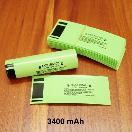 100pcs/lot Lithium battery special PVC heat shrinkable tube 18650 battery plastic insulation shrink film skin 2900MAH 3400MAH