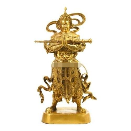 17'' brass home fengshui enshrine and worship buddha Wei Tuo Bodhisattva statue