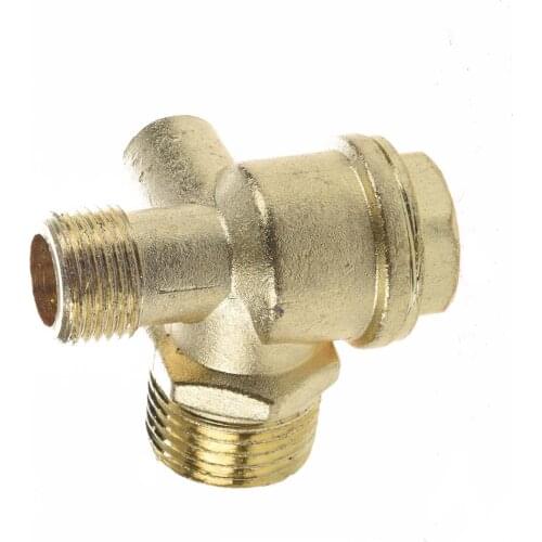 3/8" Female Thread Tube Connector Air Compressor Check Valve Gold Tone