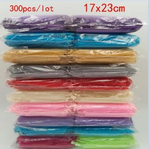 300pcs/lot Wholesale Organza Bag 17x23cm Wedding Packaging Gift Bag Party Favors Decoration Jewelry Bags Drawstring pouches