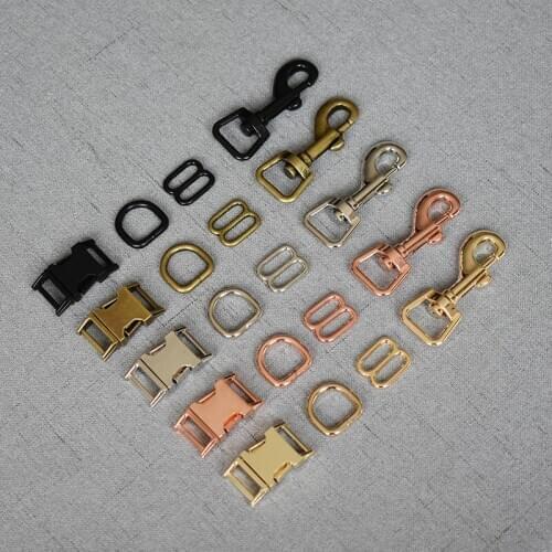 50 sets 15mm metal straps slider D ring release belt buckle for pet dog collar sewing accessory strong hardware