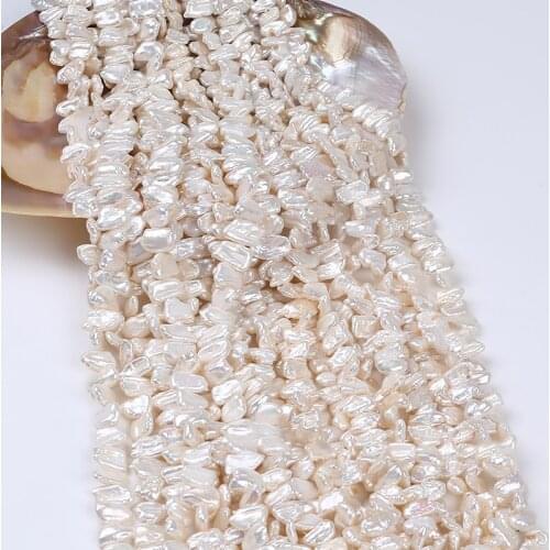 7*12mm White Natural Freshwater Biwa Pearl String Irregular Shape Loose Beads Centre Hole Hot Selling