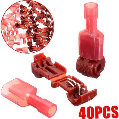 40Pcs Quick Splice Wire Connector Car Connecting Card Red T-Taps & Male Insulated Quick Splice Lock Cable Terminals Connectors