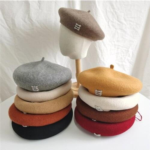 High Quality Pure Wool Beret Girl Fashion British Style Solid Color Fall Winter Hats For Boys Flat Berets Women Camouflage Boina