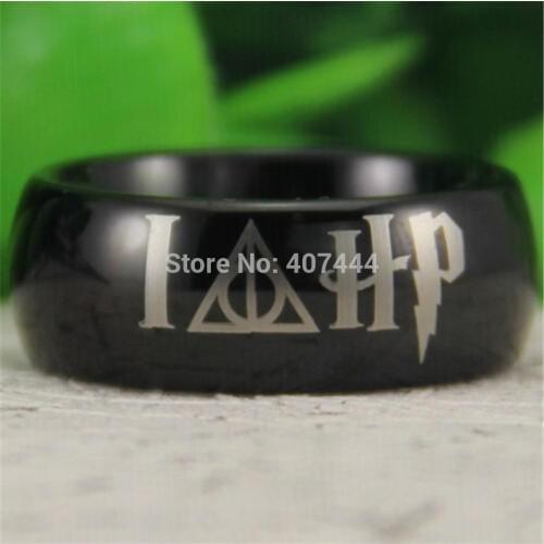 Free Shipping USA UK Canada Russia Brazil Hot Sales 8MM Shiny Black Dome HP Always Design Mens Comfort Fit Tungsten Wedding Ring