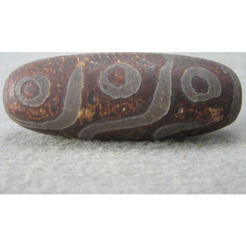 Tibetan prayer worry dzi bead old fine stone 9 eyes amulet gzi antique tibet C161