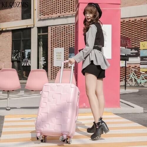 KLQDZMS 20’’24 Inch Wheeled Suitcase Trolley For Women Rolling Luggage ABS Travel Bag Simple Style