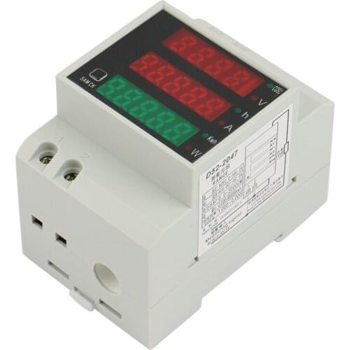 D52-2047 DIN Rail Multifunctional Digital Meter AC 80-300V 0-100A Active Power Factor Electric Energy Ammeter Voltmeter