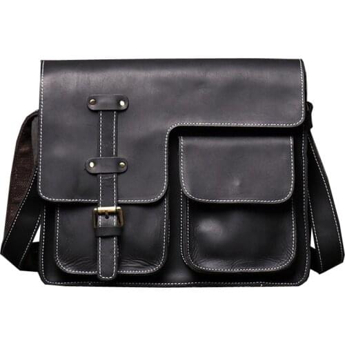 Men First layer Genuine Leather Business Messenger Shoulder Cross Body Bag Male Tote HandBag Purse Briefcase Bags Sling Daypack