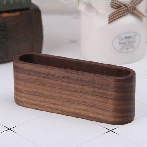 Wooden Table Business Card Display Stand Memo Holder Storage Box Organizer Walnut Beech Wood
