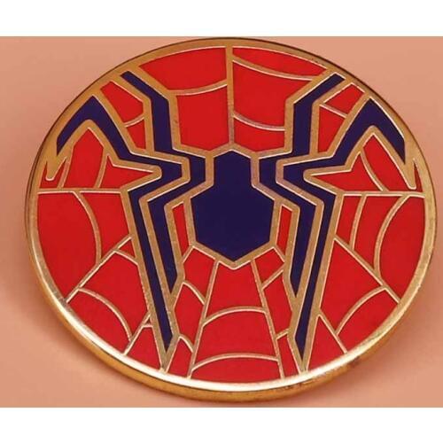 Spider enamel pin red web round badge horror black widow brooch animal insect pin Halloween gift men women shirt backpack access
