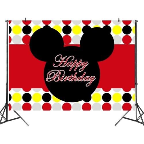 Baby Shower Birthday party Disney Mickey Mouse Photo Background 120*80cm Party Decor Mickey Mouse Party Supplies Theme Tableware
