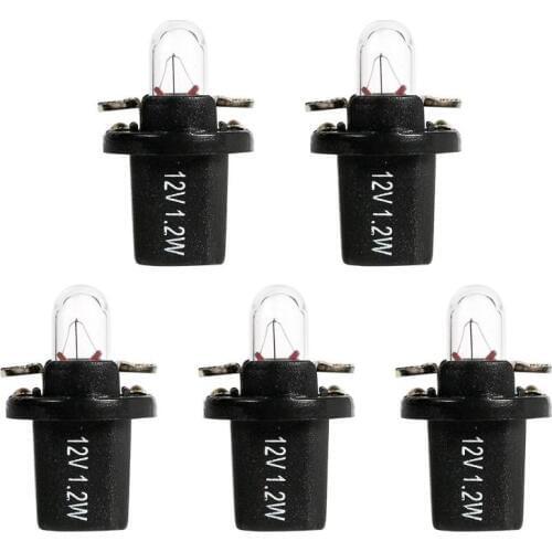 VODOOL 5pcs/set T5 B8.5D/T5 B8.4D 1.1W 1.2W 2W Halogen Car Gauge Bulbs Lamps for Interior Dashboard Instrument Cluster Light