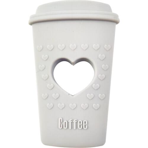 Coffee Cup Shaped Silicone Teether Pendant Baby Teether BPA Free Silicone Beads For Necklace Pacifier Chain 5 Colors