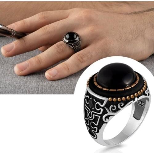 Guaranteed High-quality 925 Sterling Silver ONYX STONE ring Jewelry Made in Turkey in a luxurious way for men with gift