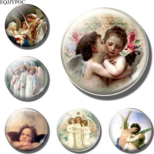 First Kiss angel fridge magnet Virgin Mary Refrigerator Magnets angel glass Cabochon 30MM Sticker fashion Creative Home decor