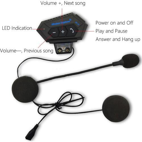 Motorcycle Helmet Headset Bluetooth V4.0+EDR Motorbike Intercom Headphone Handsfree Calls Headset Set Music Play
