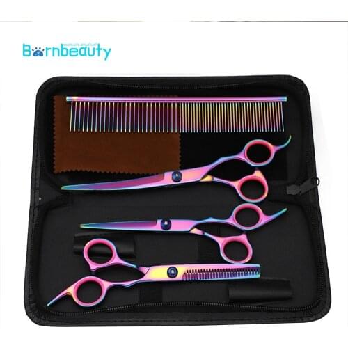 Dog Grooming Scissors 6.0" Stainless Steel Thinning Straight Curved Shears Set for Cat Dog Pet Grooming Haircut Scissor for Groo