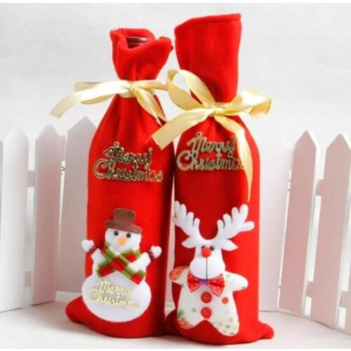 Christmas Wine Bottle Decor Set Santa Claus Snowman Bottle Cover Clothes Xmas Decoration New Year Dinner Wine Bottle Covers