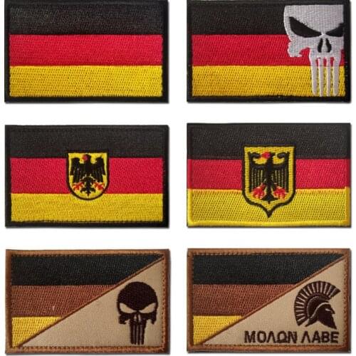 German Flag Full Embroidery Velcro Patches Deutsche Flag Stickers Skull and Crossbones Spartan Armband Badge Bag Hat Accessories