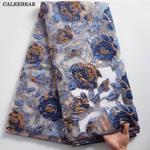 Latest Brocade Gild Design French Lace Fabric Good Quality African Jacquard Lace Fabric Embroidery Mesh Tulle Lace MaterialS2357