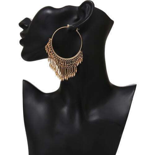 New 2020 Fashion Jewelry Punk Style Gold Color Geometric Round Circle Rivet Drop Earrings Best Gift For Women Girl