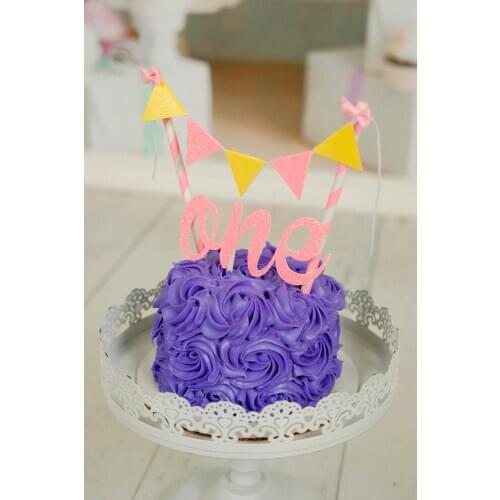 One Cake Topper, First birthday cake topper, ONE Smash Cake Set (Cake Topper and banner)