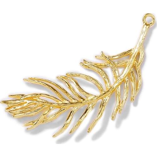 Factory wholesale Gold Color Brass Leaf Charms Pendants Necklace and Bracelet Earring Diy Jewelry Making Supplies Accessories