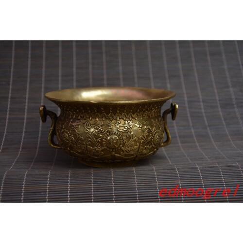 Rare Antique Tibet copper earthenware basin statue,Hand-carving crafts,Collection&Adornment,Free shipping