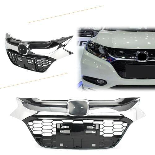 Car Front Grill Hood Grille For Honda HRV HR-V 4Dr Modulo Style 2016 2017 Black Chrome Automobile Parts Accessories