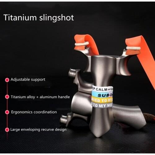 New TC21 Titanium Alloy Slingshot Precise Powerful Catapult Outdoor Hunting Shooting Sling shot with Flat Rubber Band