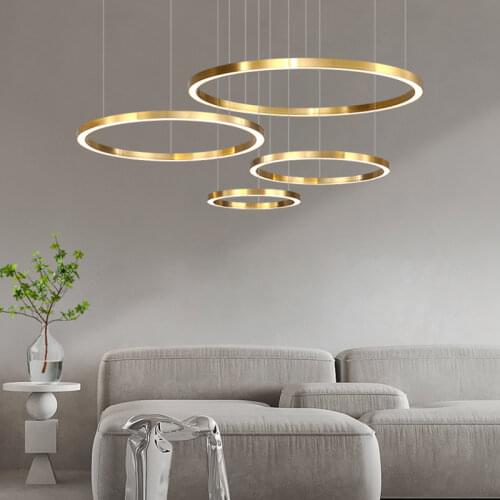 Modern rings chandelier DIY design simplicity circle hanging lamp project lights living room bedroom kitchen indoor lighting