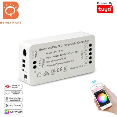 Zigbee 3.0 ZLL RGB White Led Light Strip Controller Driver Control via SmartThings Alexa Google Home