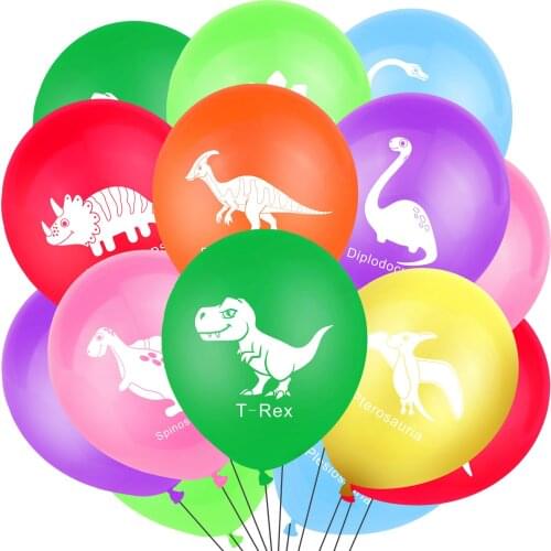 16pcs 12inch New Dinosaur Balloons Jungle Wild Animal Green Dino Latex Balloons Kids Happy Birthday Party Air Ballon Supplies